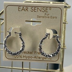 Ear Sense NWT silver toned pebbled hoop earrings